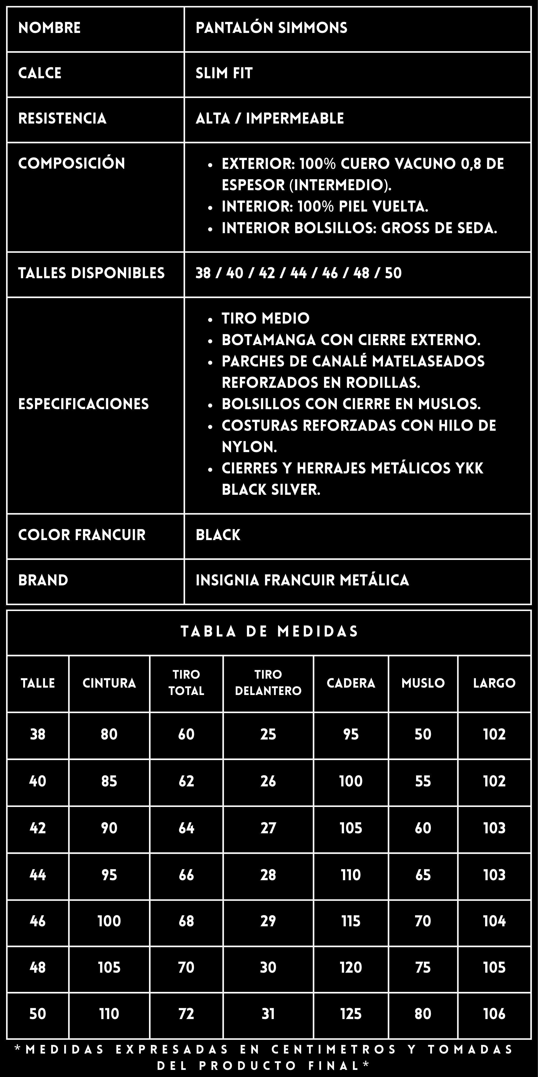 FICHA TÉCINA PANTALÓN SIMMONS